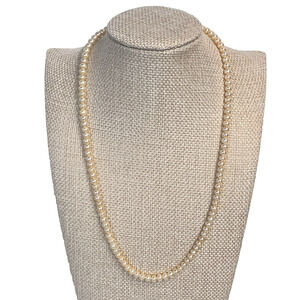 Vintage Sterling Silver Single Strand Pink Pearl Beaded Necklace 17" (#31)